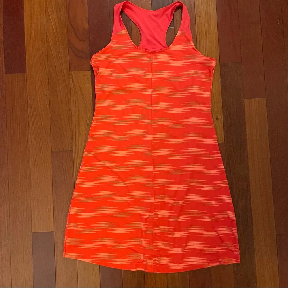 Columbia Sportswear Prima Agua Dress Dress Large Red Orange Stripe - Picture 2 of 7